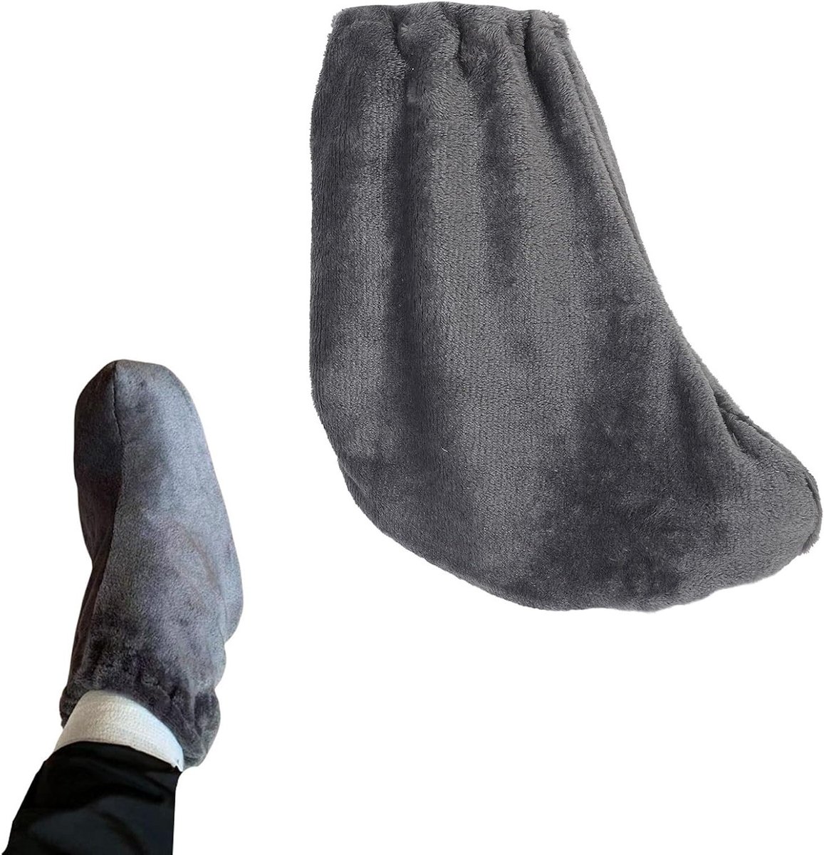 Warme Pluche Voetbedekking met Aanpasbare en Wasbare Bescherming voor Koude Weer, Grijs
