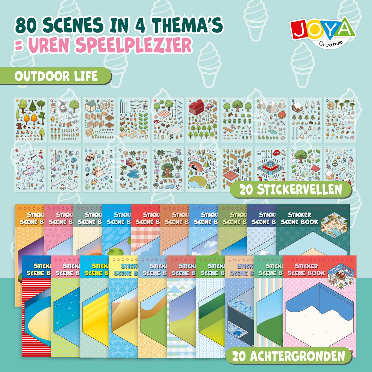 Joya Creative Stickerboek Scene 3D - 4in1 Sticker Scene Book - Stickerboek Volwassenen en Kinderen - 80 Scenes - Hardcover met Ringband — afbeelding 10