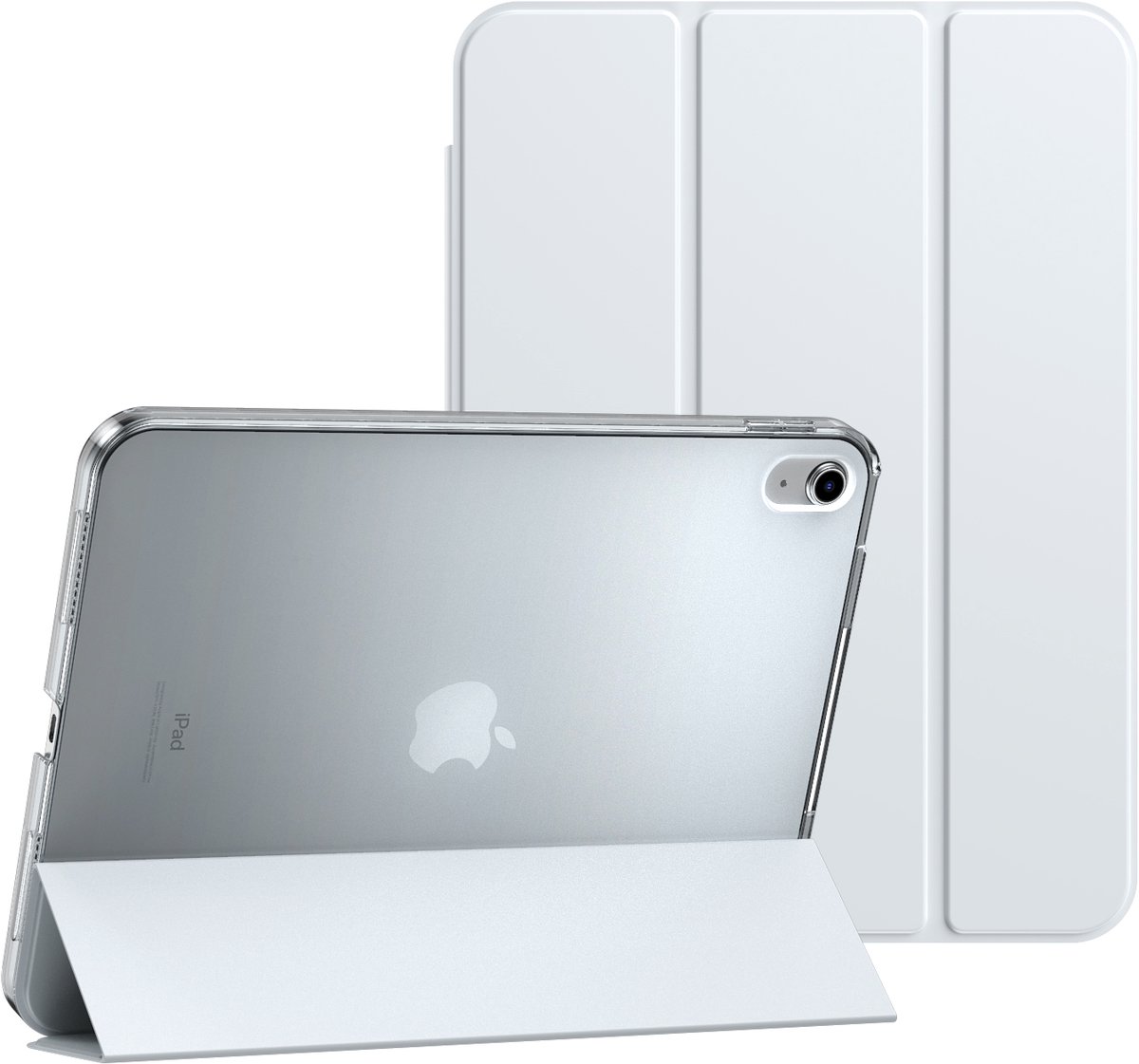 IYUPP Tablet Hoes Geschikt voor iPad 11 2025 A16 / iPad 10 2022 10.9 inch Hoesje - Trifold Bookcase Hoes - Auto Sleep/Wake - Hard Back - Wit