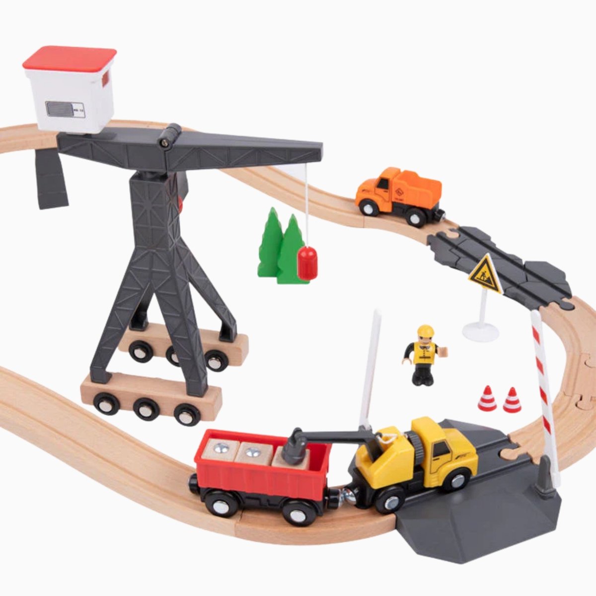 Tooky Toy Houten Treinset met Bouwplatform - FSC Hout - Geschikt voor 3+ Jaar (Peuters) - Treinbaan - Trein Set - Educatief & Montessori Speelgoed — afbeelding 8