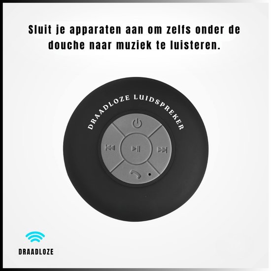 MIRA® Douche Speaker - Badkamer Speaker - Douche Speaker Bluetooth - Zwart - 4cm x 5cm x 3cm; 0.19 kg van mira — afbeelding 5