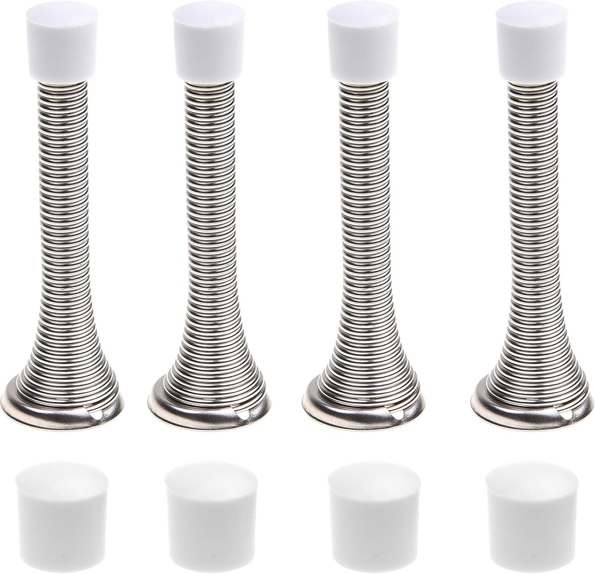 4x Flexibele Voorzieningen voor Deurstoppers - Zilver Met Veiligheidsrubberen Bumper - Bescherming voor Muren, Kinderen en Huisdieren - Eenvoudige Installatie