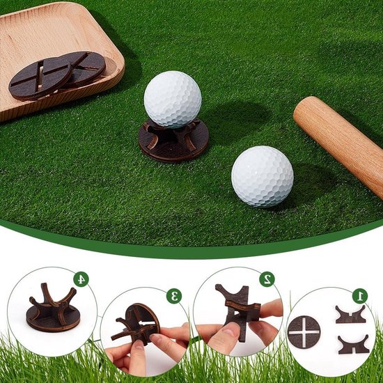 4 Stuks Houten Tentoonstellingsstand voor Golfballen en Baseballs, Multifunctionele Display Set, Bruin, 5.5x3cm, Ideaal voor Verzamelobjecten en Sportaccessoires van Merkloos — afbeelding 2