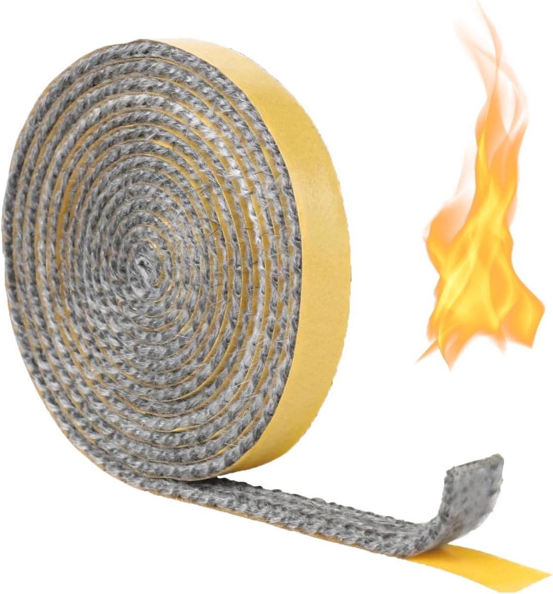 Zelfklevende Sealing Tape voor Kachels - 3 mm x 1 cm x 3 m, Hittebestendig tot 550 °C, Ideaal voor Schoorsteenverbindingen en Houtkachels, Vervangende Dichting voor Optimale Isolatie