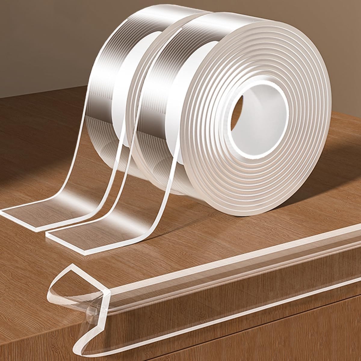 Set van 2 Transparante Hoekbescherming Tapes voor Meubels, Voorgeplakte PVC Tape, 30 mm x 3 m, Bescherming tegen Stoten en Krassen