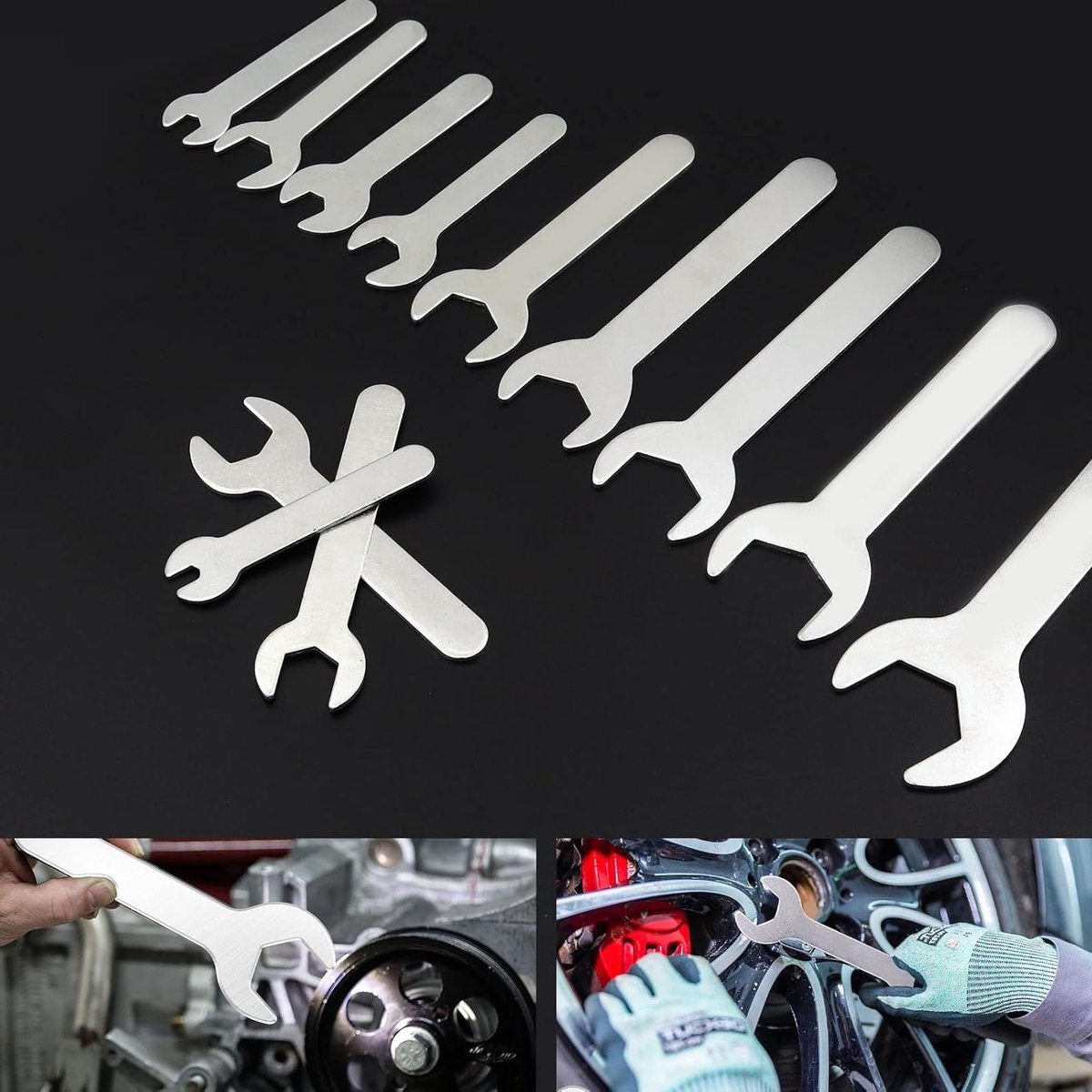 Fork spanner set van 12 stuks, 1.5 mm, combinatie van steeksleutels, ideale gereedschap voor nauwkeurige reparaties in krappe ruimtes.