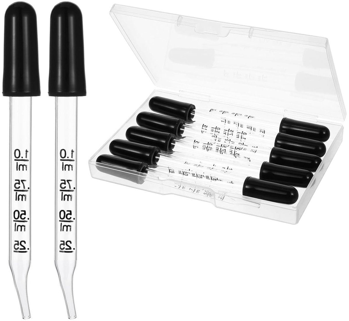 10 Stuks 0.5ml Glazen Pipet met Siliconen Dopper en Maatverdeling voor DIY Snoep Mallen en Keuken Gebruik