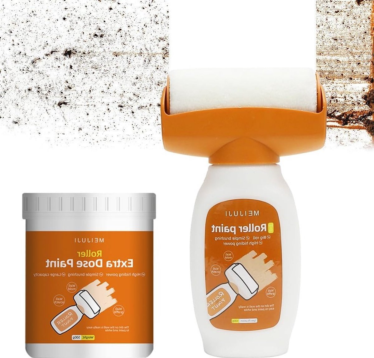 Witte Muurverf Reparatie, Rollerborstel voor Muren, Herstel van Krassen, Graffiti Vlekken en Scheuren, Perfect voor Beschadigde Muren (1000g)