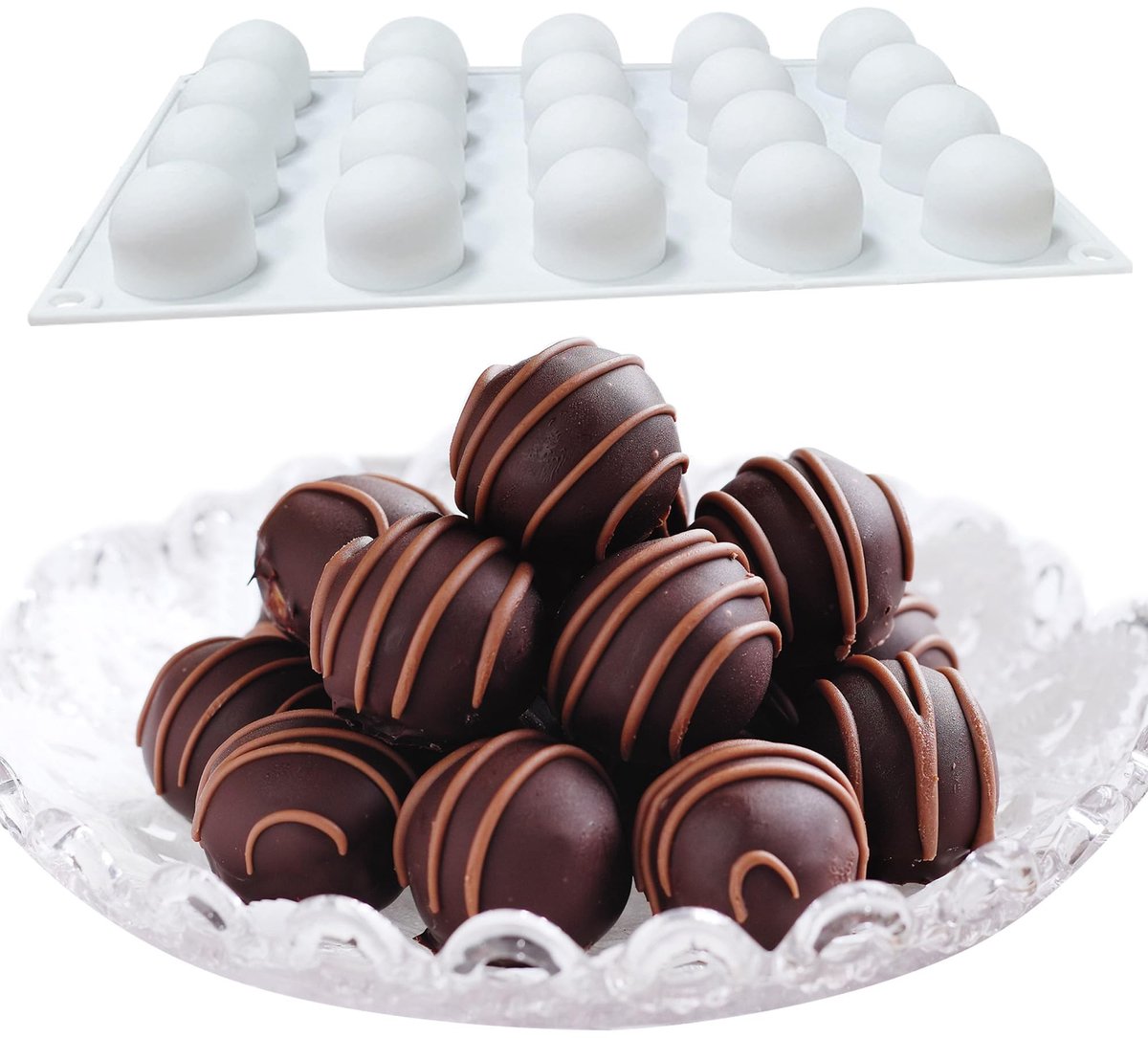 Allecto - Silicone Mould - Chocolade Mould - Duurzaam en Herbruikbaar - Diameter 32 mm - Perfect voor Mousse en IJsballen - 20 Wells - Geschikt voo..