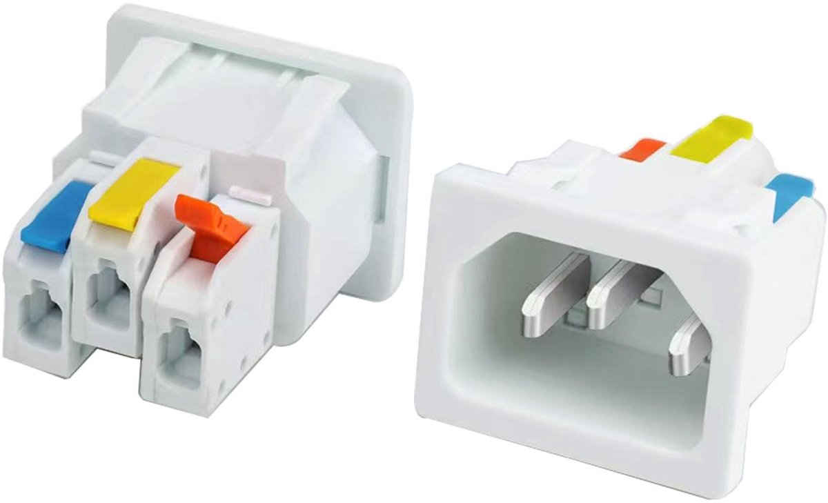 RUNCCI-YUN 2x IEC320 C14 Paneel Stekker 250V 10A - Wit