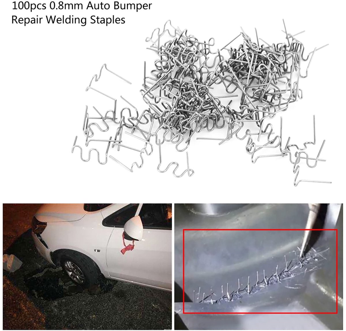 Allecto - Hot Staples - Bumper Repair - 100 stuks - Wave Style - Body kunststof reparatie - Voor auto onderdelen - Pre Cut