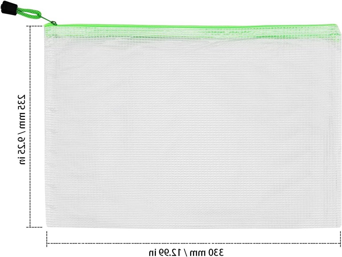 Set van 36 A4 Plastic Zip Mappen en Opbergzakken voor Documenten, Kantoorbenodigdheden en Archivering in 4 Kleuren, 33x23.5cm