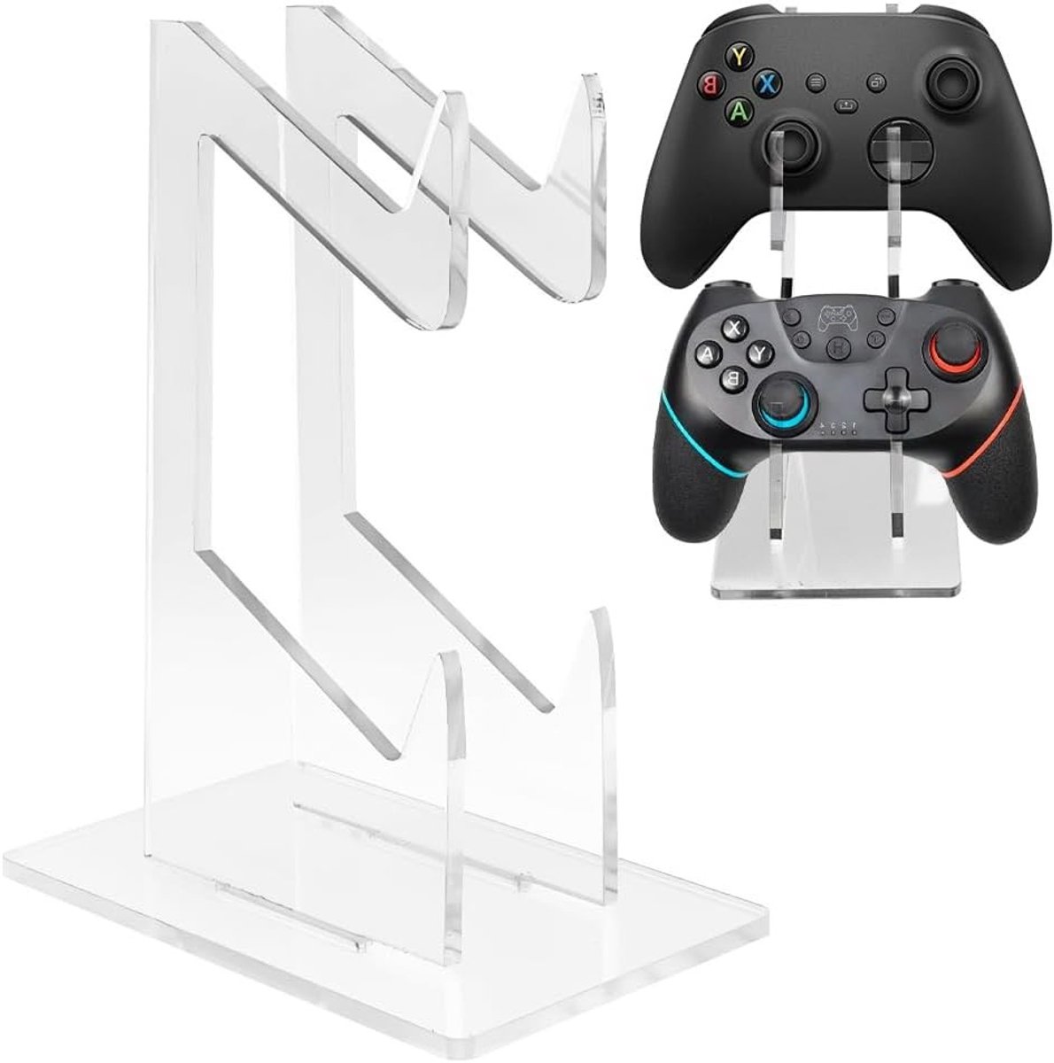 2-laags acryl controllerstandaard, universele houder voor gamecontrollers, compact ontwerp, transparant voor bureau en e-sport, geschikt voor PS5, Xbox en Switch