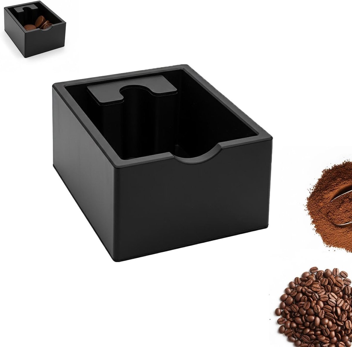 Afklopbak voor koffiedik en espresso, handige klopbox voor zeefdragers, 14,8 x 17,6 x 9,2 cm, duurzaam ABS materiaal, ideaal voor koffieliefhebbers en barista's
