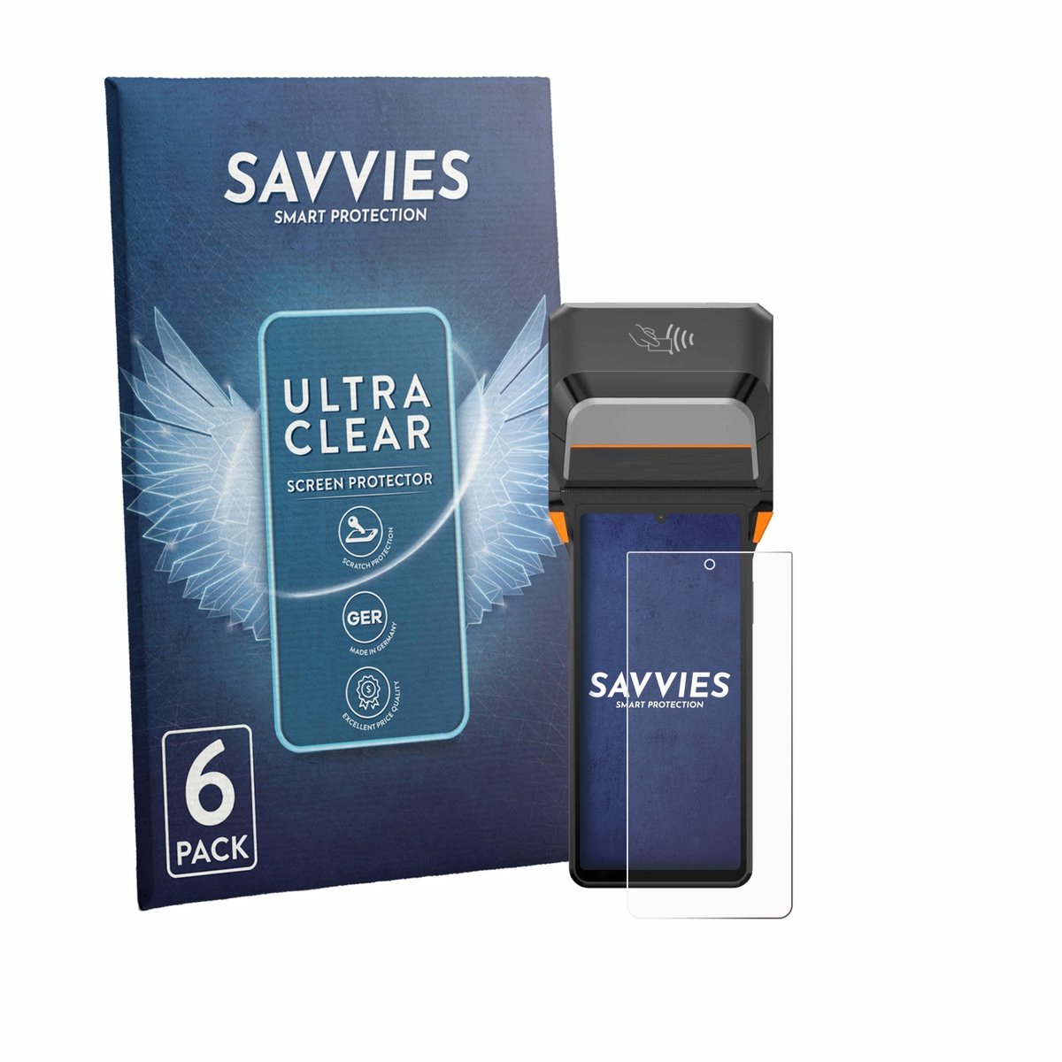 Savvies - Screenprotector voor Sunmi V3 Plus - Folie Beschermfolie transparant 6 Stuks