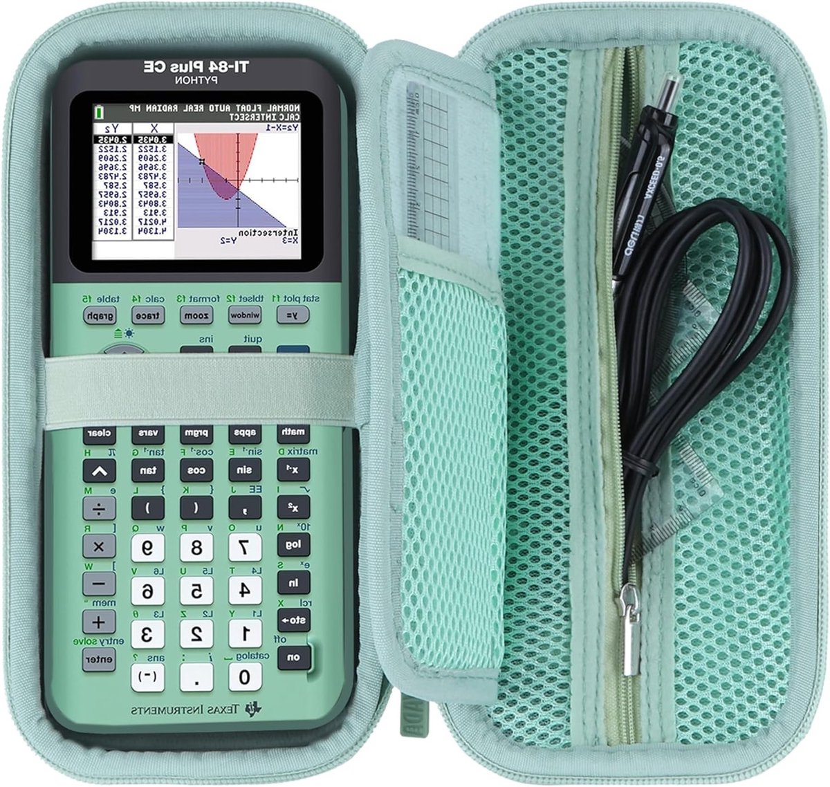 Duurzame hard case voor TI-84 Plus CE, TI-83 Plus en TI-Nspire CX II rekenmachines - Lichtgroen en schokbestendig