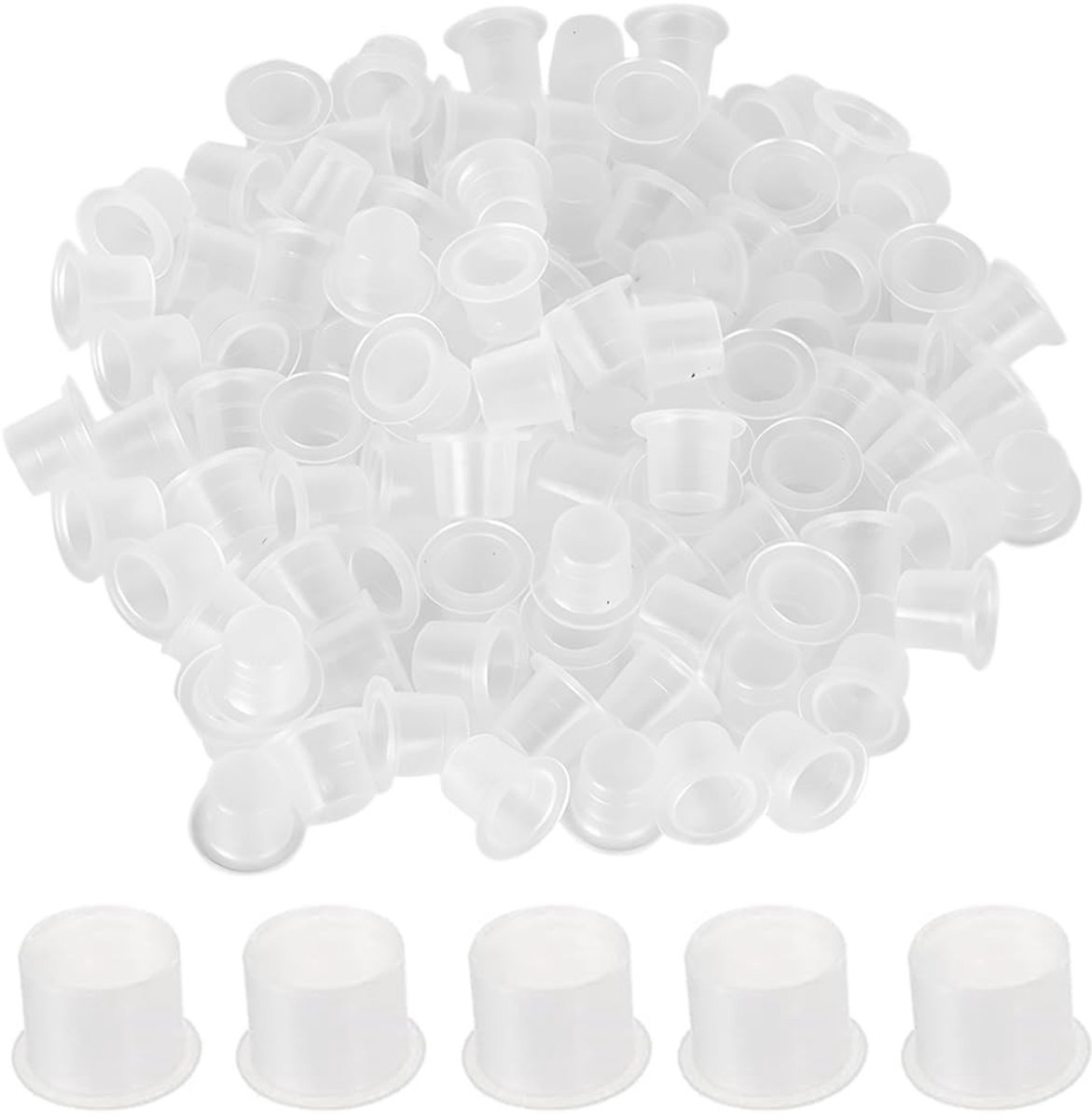 Allecto - Tattoo Cups - Plastic Inkthouders - Duurzaam - Wit - Perfect voor Tattooliefhebbers - Onmisbaar voor Beginners en Professionals