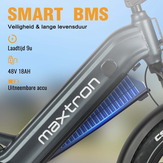 Maxtron Canml Elektrische Fiets–864Wh Accu–20×4.0 Inch Fatbike Banden–Actieradius tot 120 km–Geüpgrade Hydraulische Schijfremmen met Motoronderbreking–Verende Voorvork met Lock-out (Dubbele Modus) –Shimano 7 Versnellingen–Elektrische Stadsfiets–Grijs van Maxtron — afbeelding 2