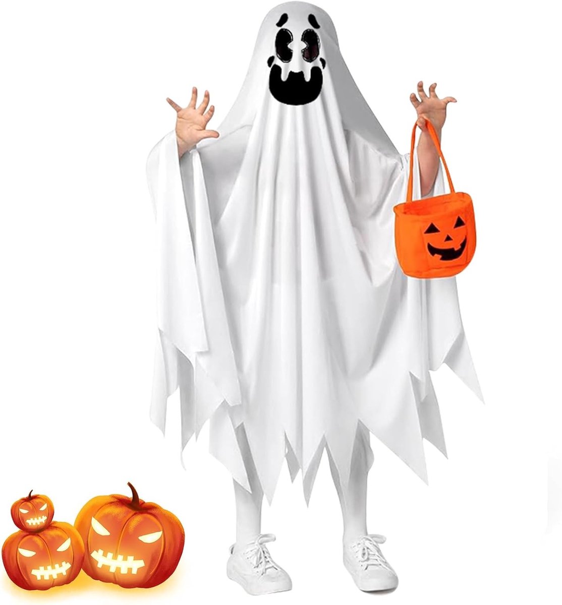 Griezelige witte spookkostuums voor kinderen - Perfect voor Halloween feesten en verkleedpartijen