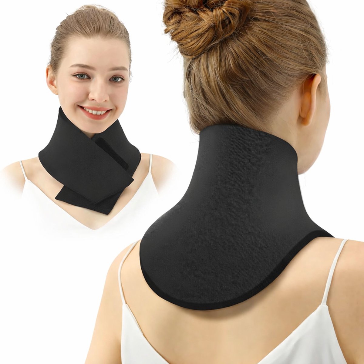DOWO® - Nekbrace - Nek-ijspakking met gel - Warm - en Koudkompres - Nekkraag - Verlichting bij Pijn - Zwart - UNISEX