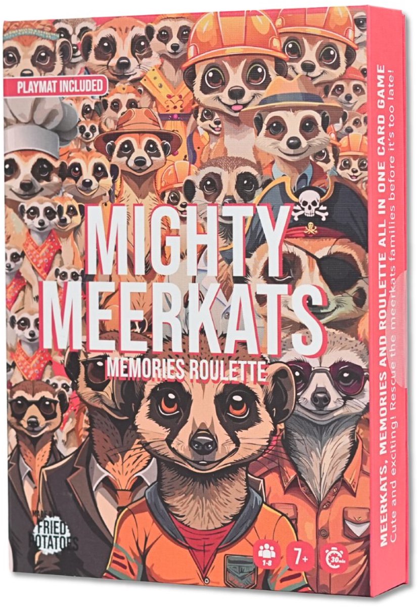 Mighty Meerkats Memories Roulette Originele Editie - Engelstalig Kaartspel - De Superleuke Memory Party Game met Spannende Wendingen, Waterbestendige Kaarten & Suede Speelmat - Luxe Verpakking met Magneetjes
