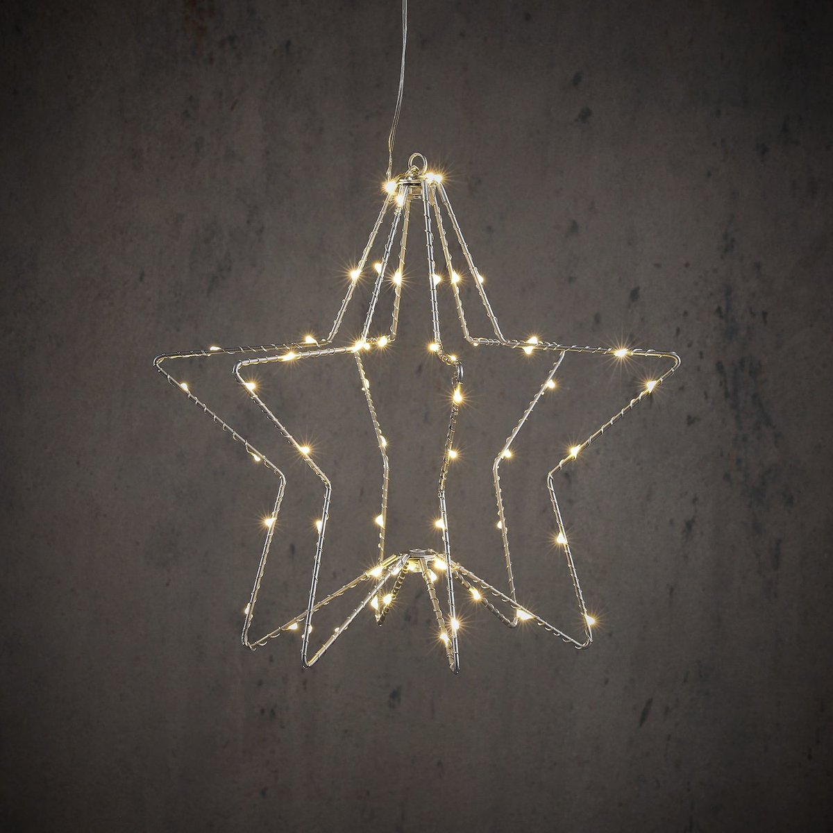 Ster Hangend 60 LEDs Warm Wit 30x30 cm Zilver