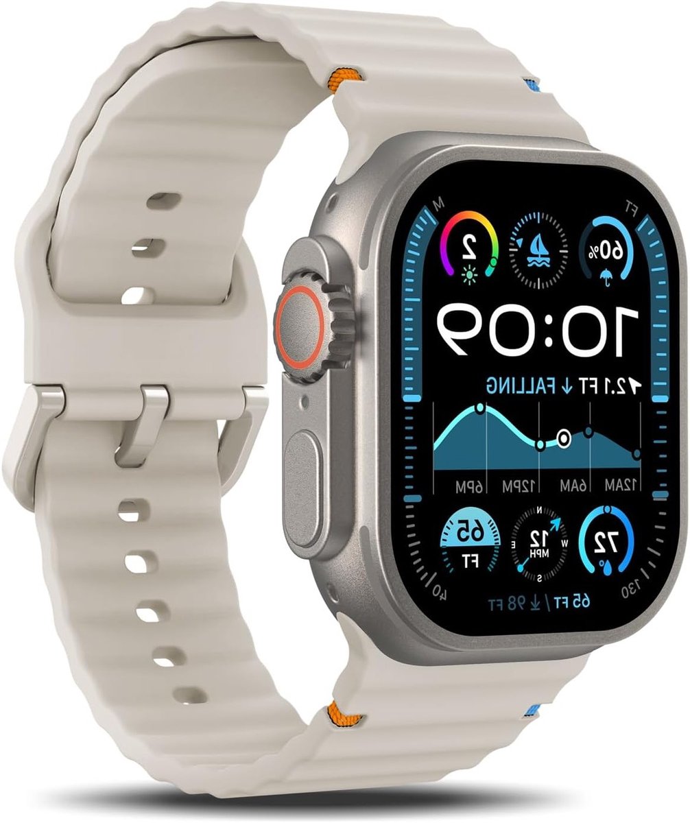 Sportieve en Waterdichte Vervangband voor Apple Watch 49mm en 46/45/44/42mm - Zacht Silicoon, Geschikt voor Ultra 2, Series 10/9/8/7/6/5/4/3/2/1/SE 2/SE, Unisex Design
