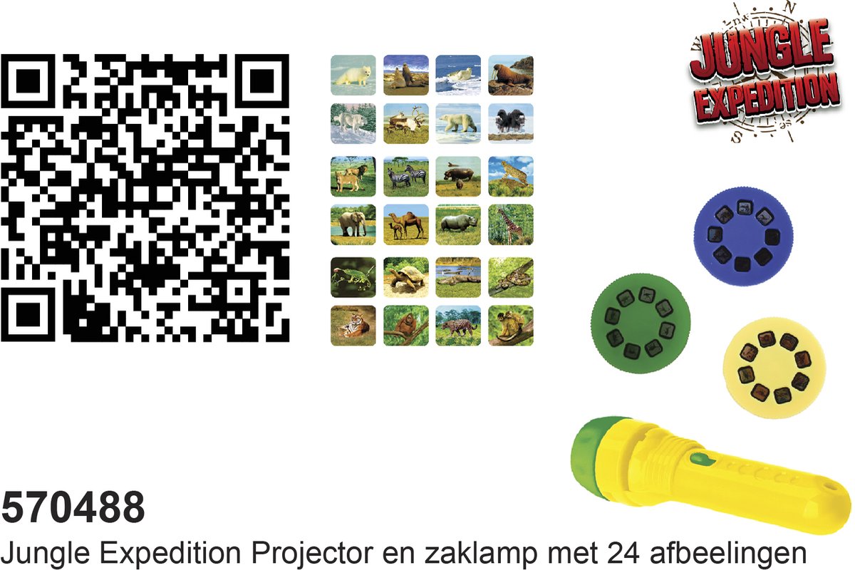 Jungle expedition zaklamp projector met 24 afbeeldingen - speelgoed projector 11cm. – foto 3