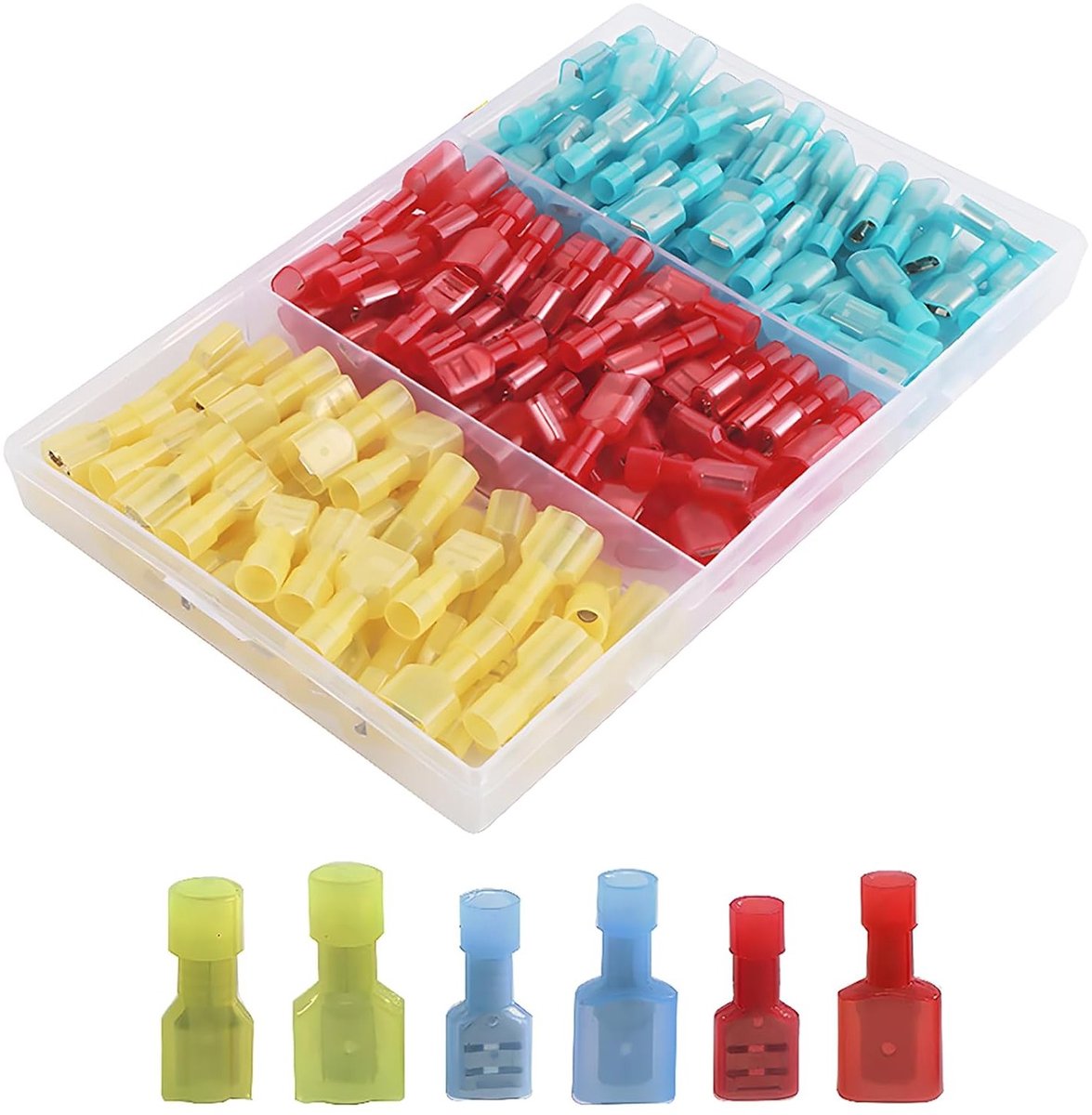 Volledig Geïsoleerde Male/Female Connectoren | Snelle Ontkoppeling Draad Terminals | Elektrische Aansluitingen Assortiment Kit voor 22-10AWG Draad