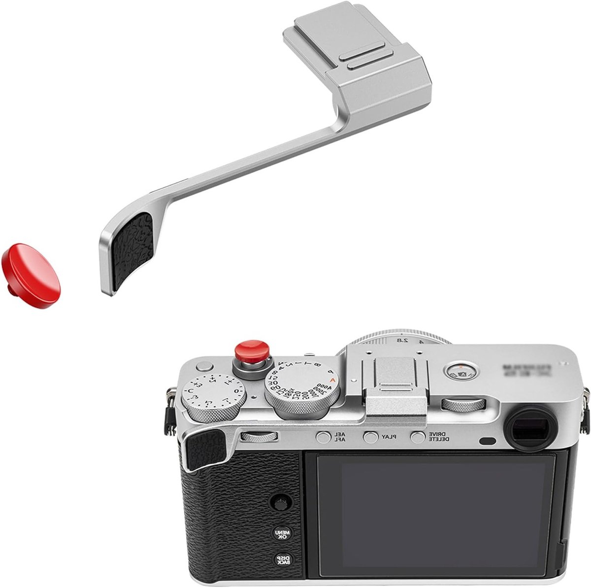 Metaal Duimsteun voor Camera - Verbeterde Grip voor Eénhandig Fotograferen, Geschikt voor FUJIFILM X-E5, Zilver, Handige Accessoire voor Fotografie