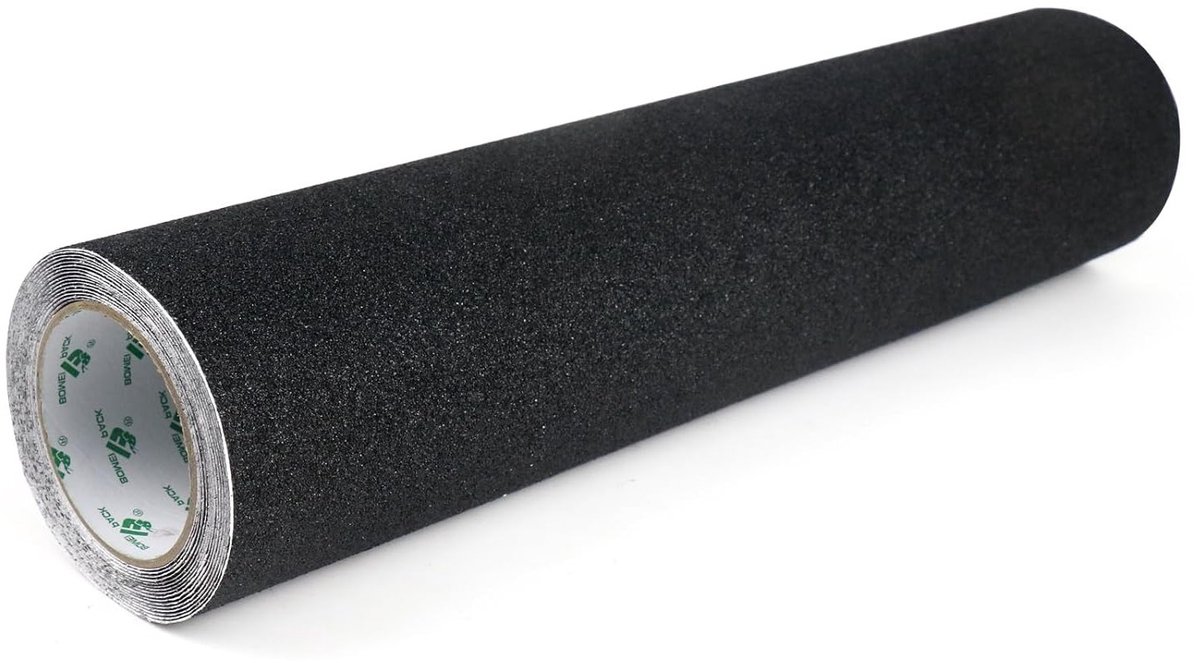 Zwarte niet-slip tape van 500 mm x 5 m voor trapstappen, zelfklevend en hoge grip voor tapijt en vloerbescherming