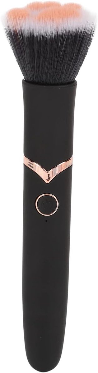 Professionele Make-upkwast voor Losse Poeder Blush met 10 Vibration Gears - Zwarte Cosmetische Kwast voor Gezicht en Ogen, Synthetische Haren voor Perfecte Applicatie