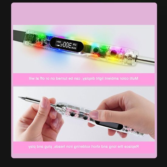 Digitale 100W Loodgietijzer Set met Constant Temperatuur, OLED Verlichting en TS B2 Kop voor Precisie Loodverbindingen en Elektronische Reparaties — afbeelding 5