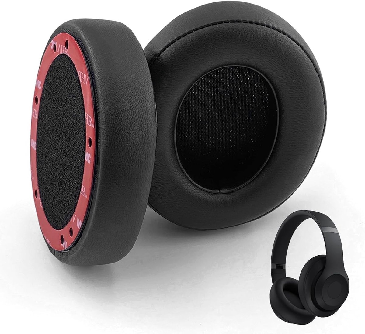 Zachte Oorkussens van Geheugenfoam voor Beats Studio 2 & 3 Hoofdtelefoons, Vervangende Oorkussens van Echte Leer voor Comfort en Geluidsisolatie (1 Paar)