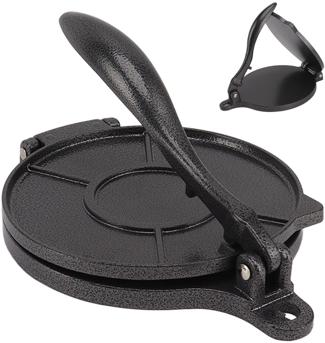 Allecto - Tortilla pers - Aluminiumlegering - Handmatige deegpers - Tortilla's - Pizza - Cake - Vleesballen - Thuis - Zwart - Keukenhulp - Geschikt..