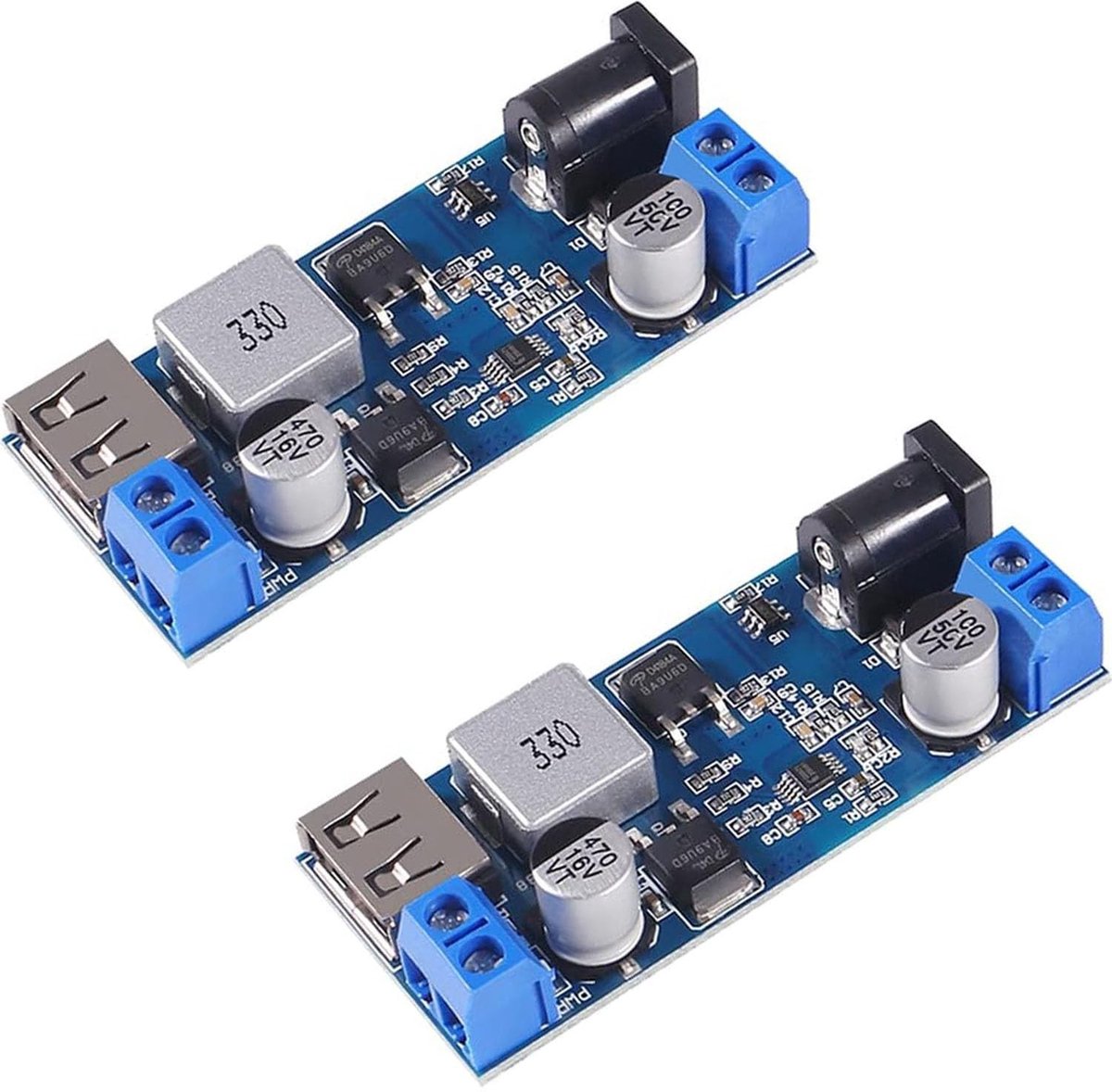 RUNCCI-YUN DC 9V 12V 24V naar DC 5V 5A Step Down Converter - 2 Pack USB Transformator