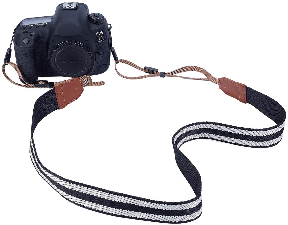 NICENEEDED Verstelbare Camera Strap - Katoenen Schouderband met Snelle Ontgrendeling