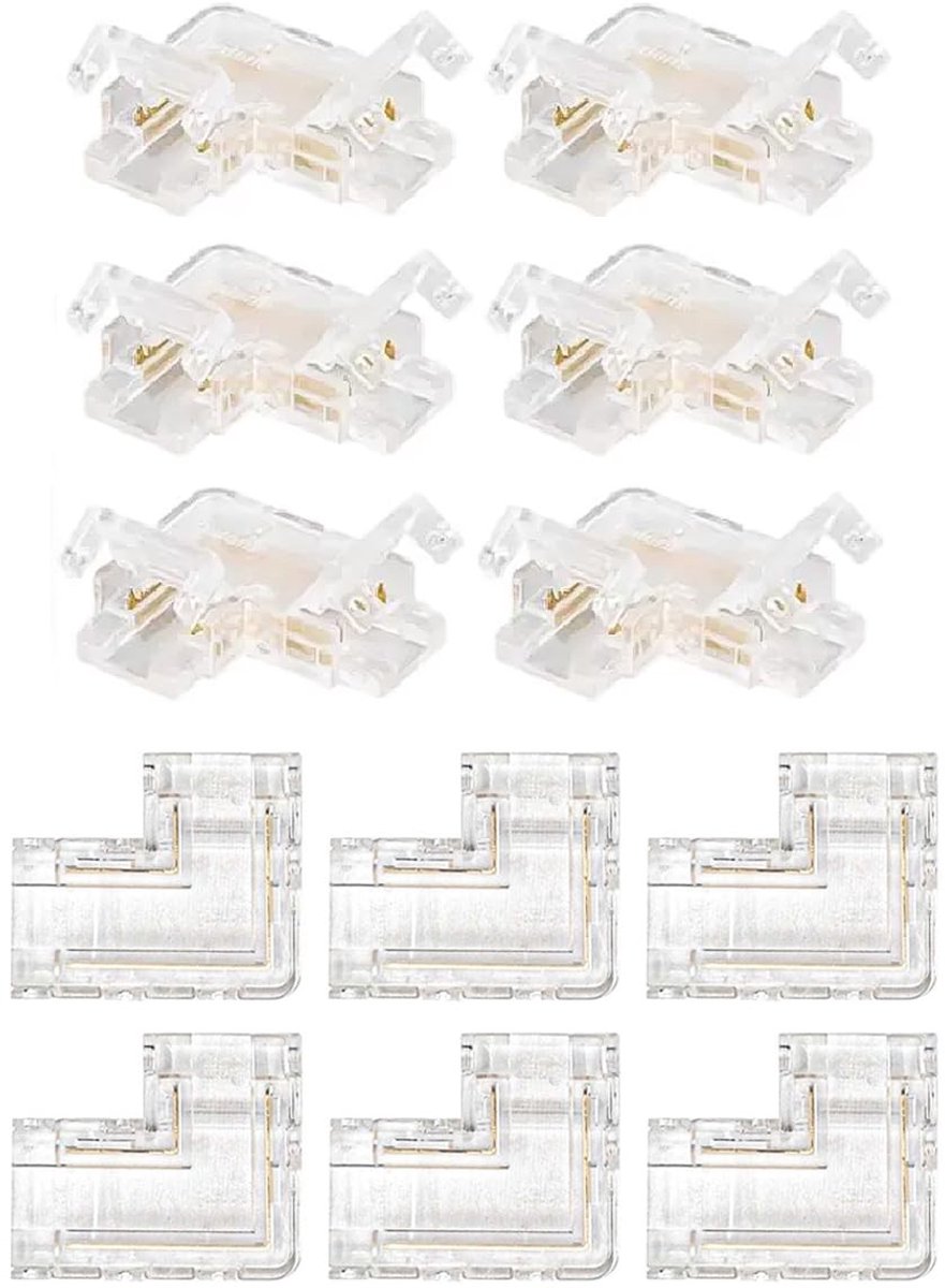 ONF3 - LED Strip Connectoren - 8mm L-vormige verbinding - 12 stuks - Solderless aansluitingen - Geschikt voor COB strips - Perfecte oplossing vo...