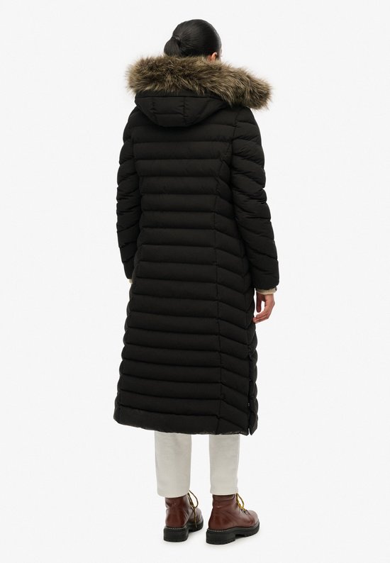 Superdry - Fuji Lange Jas Met Bontkap - Dames - Gewatteerde jassen