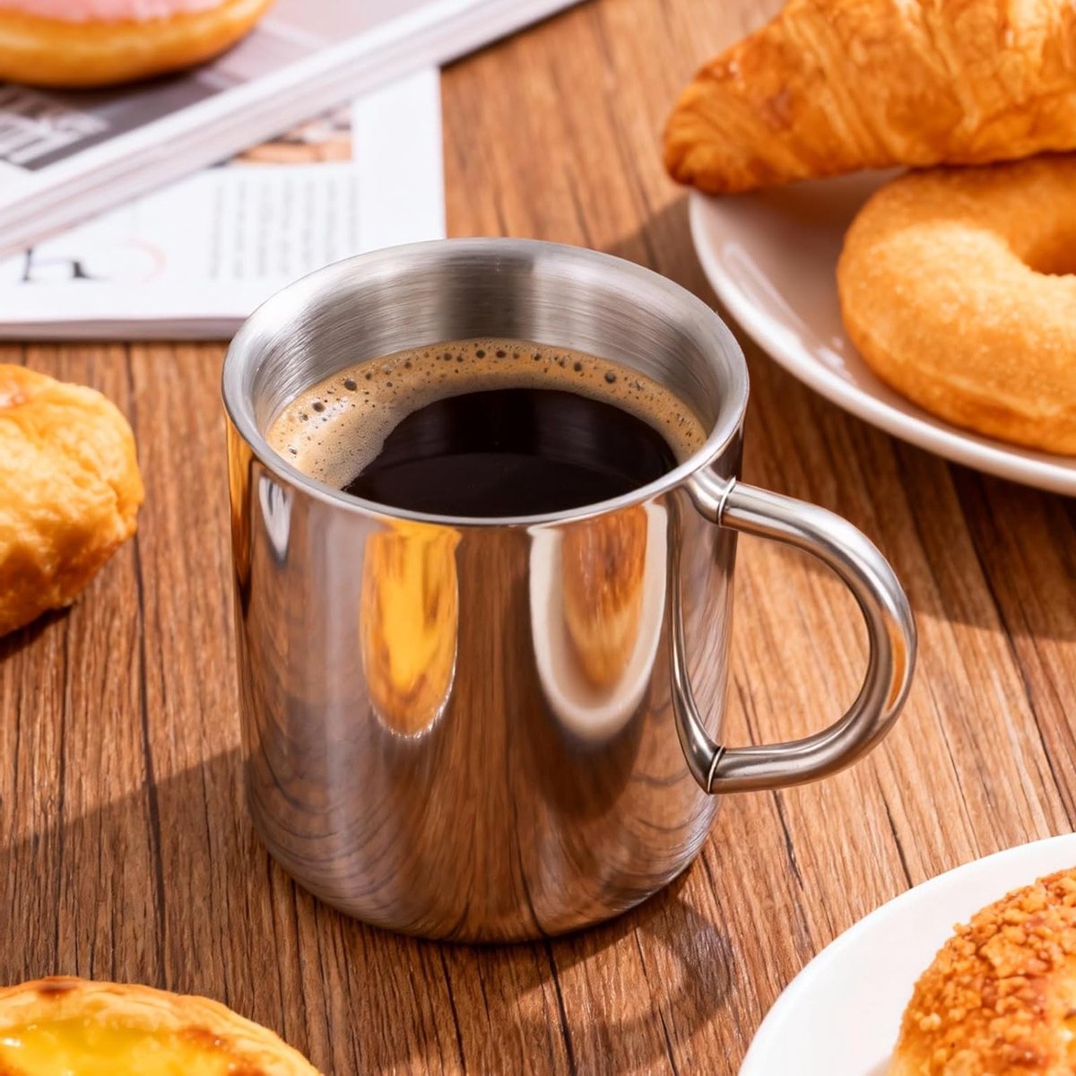 Duurzame 300ml RVS Dubbelwandige Mokken, Ideaal voor Koffie, Thee en Campinggebruik met Handvat — cadeau in Cadeau-ideeën - foto 6