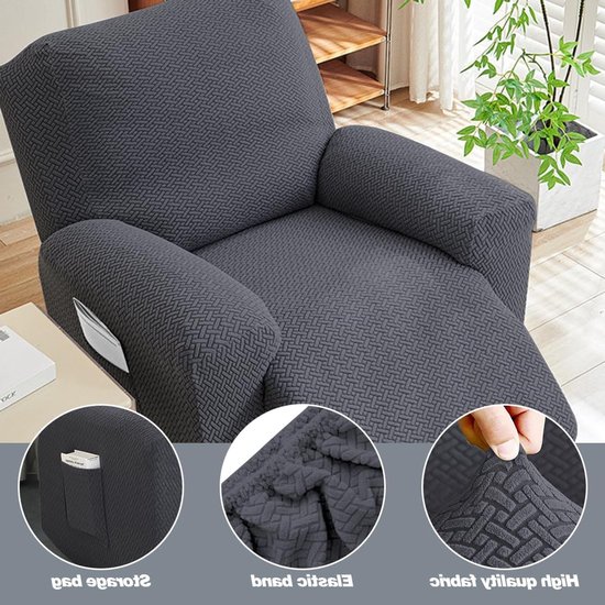 4-delige All-Inclusive Recliner Stoelhoes, Rekbare Bescherming voor Relaxstoel met Opbergvakken, Compleet Stoelhoes voor Massagestoel en Comfortabel Zitgemak — afbeelding 5