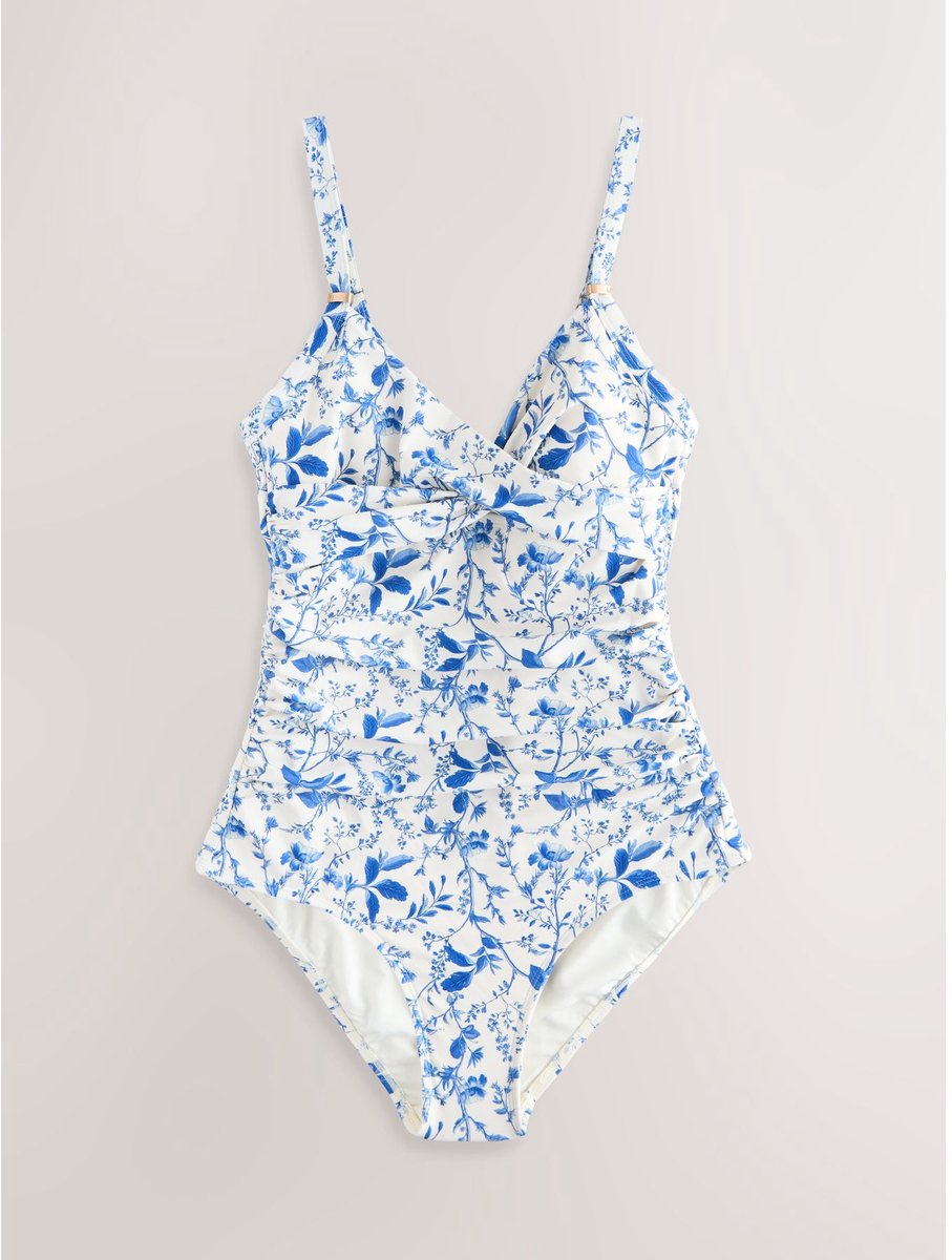 Next Dames - Vormgevend en buikcorrigerend badpak - Wit White/Blue Ditsy