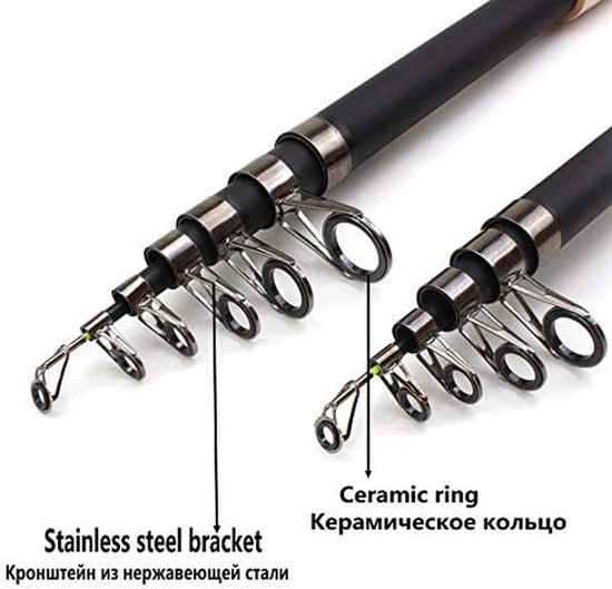 Telescopische Hengel - Vishengel Set - Vissen in Zee - Koolstofvezel Constructie - 21 - 45 m - Zwart Houtnerf — afbeelding 4