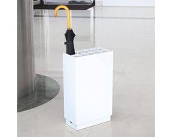 Parapluhouder Metaal - Paraplubak Vloeremmer - Droge Vloeren Houden - Verwijderbare Lekbak - 19x35.5x60 cm - Wit