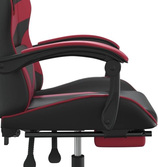 Gaming Stoel - Comfortabele Zetel - Langdurig Zitten - Verstelbare Rugleuning Voetsteun - 57.5 x 59.5 cm - Zwart Wijnrood — afbeelding 4