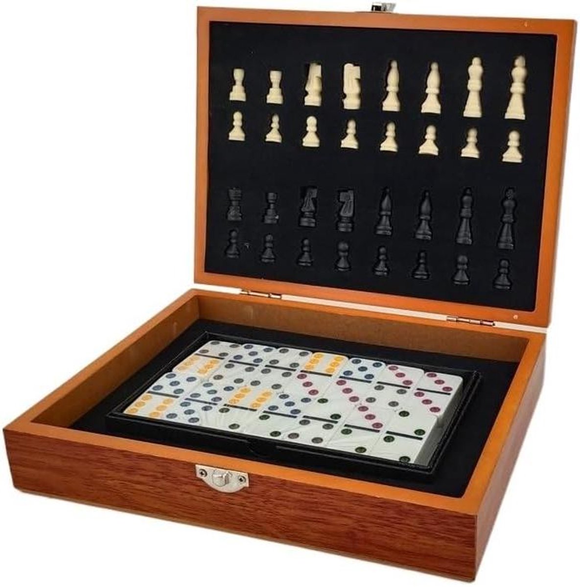 Opvouwbaar schaakbord - Reis spelset - Strategisch Spel - Magnetisch Houten Bord - 26x20 cm - Houtkleur
