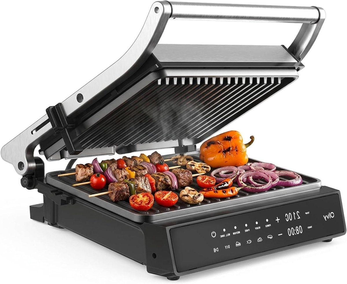 Contactgrill - Keuken Grill - Snelle Maaltijden - 5 Automatische Programma's - 2000 Watt - Zwart