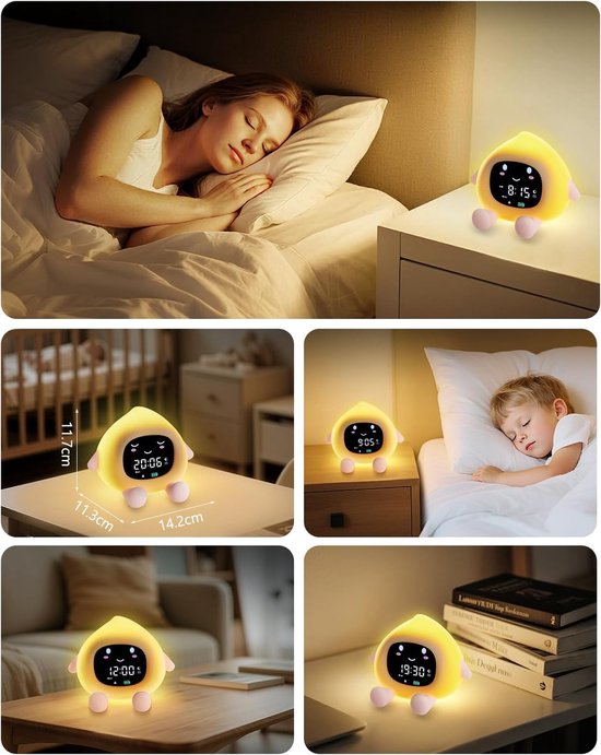 Digitale Kinderwekker - Slaaptrainer Nachtlampje - Kind Slapen Leren - 9 Kleuren Nachtlicht - 11.3 x 11.7 cm - Wit — afbeelding 5