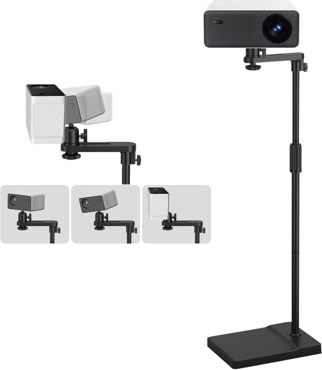 Beamerstandaard - Projectorhouder - Thuisbioscoop Inrichten - 360 Graden Draaibaar - 121-155 cm - Zwart
