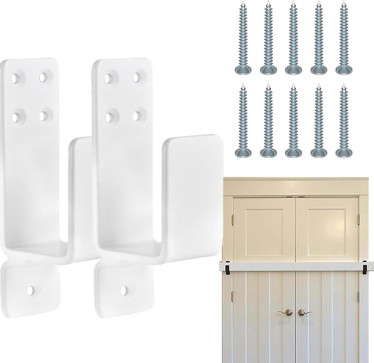 Veiligheidsbeugel Deur - Stalen U-frame - Extra Beveiliging - Robuust Massief Staal - 2 stuks - Wit
